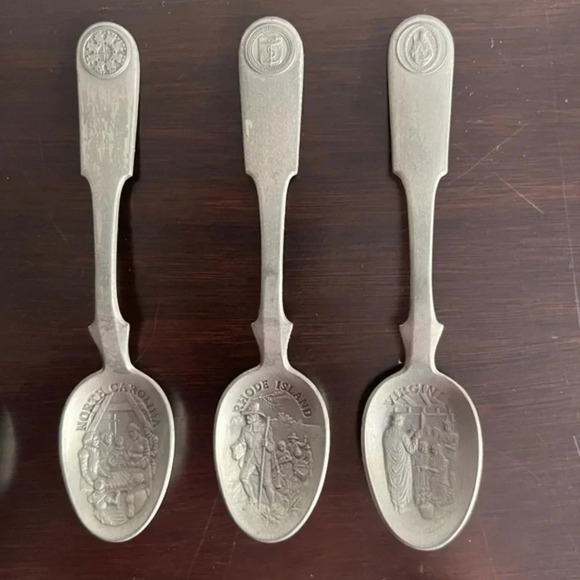 Franklin Mint 13 Original Multiple States American Patriot Colony Pewter Spoon - Picture 3 of 5